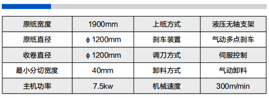 分切復卷機1900D型參數(shù)